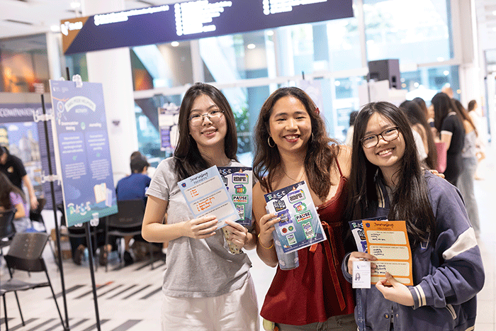 Students with sticker packs